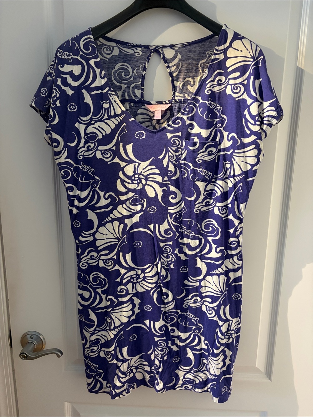 Lilly Pulitzer Navy and White Floral-Print Midi Dress